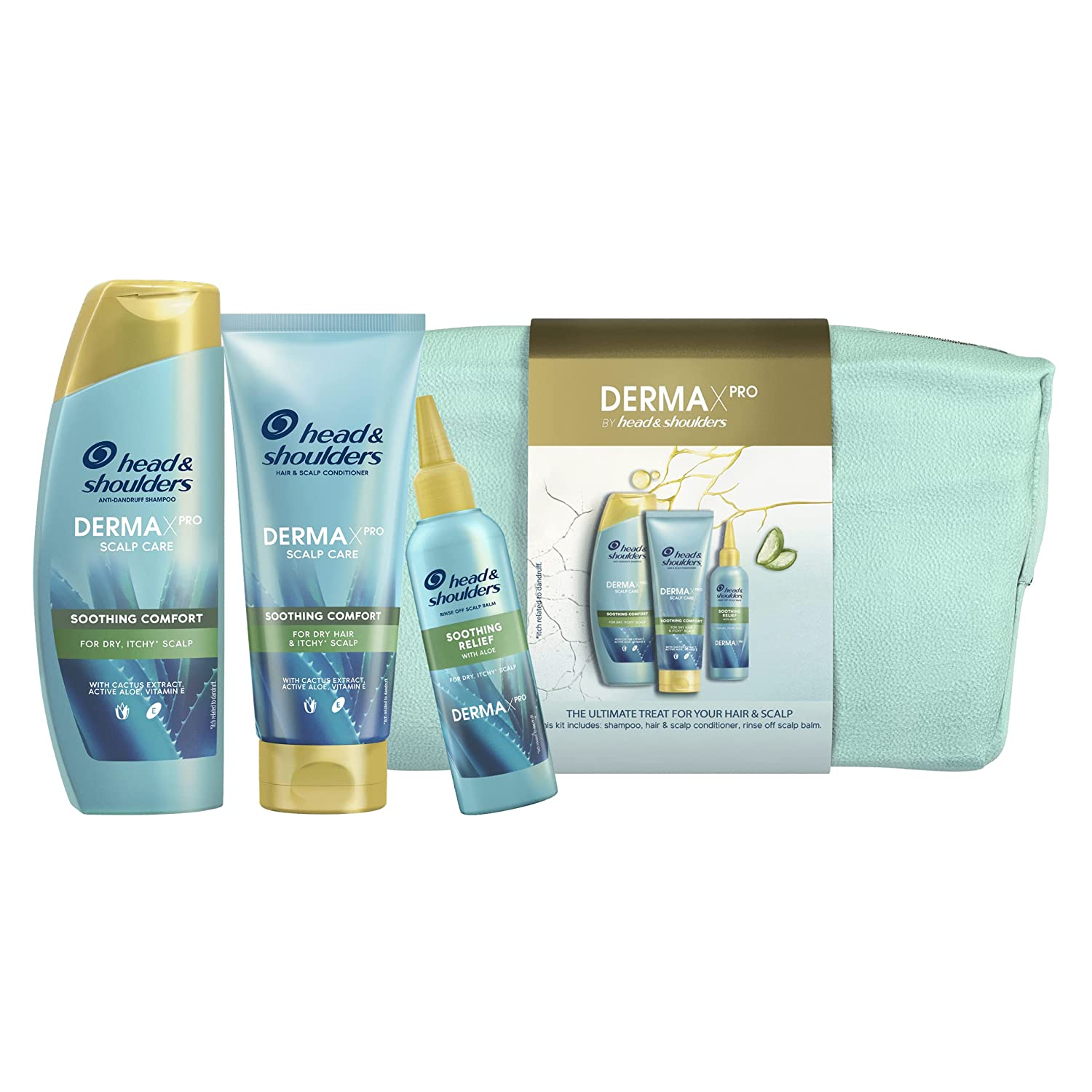 head&shoulders Head & Shoulders DERMAXPRO Ultimate Hair & Scalp Care Gift Set for Dry Itch, ‎weiß/blau