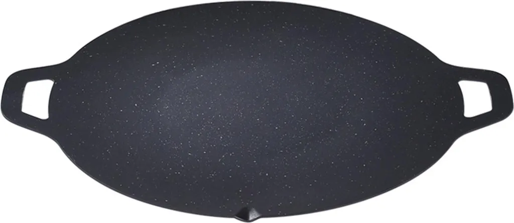 Hdvery BBQ grill pan, non-stick, multifunctional, lightweight, round, for baking, grilling, BBQ, fast-heating camping tray with handle