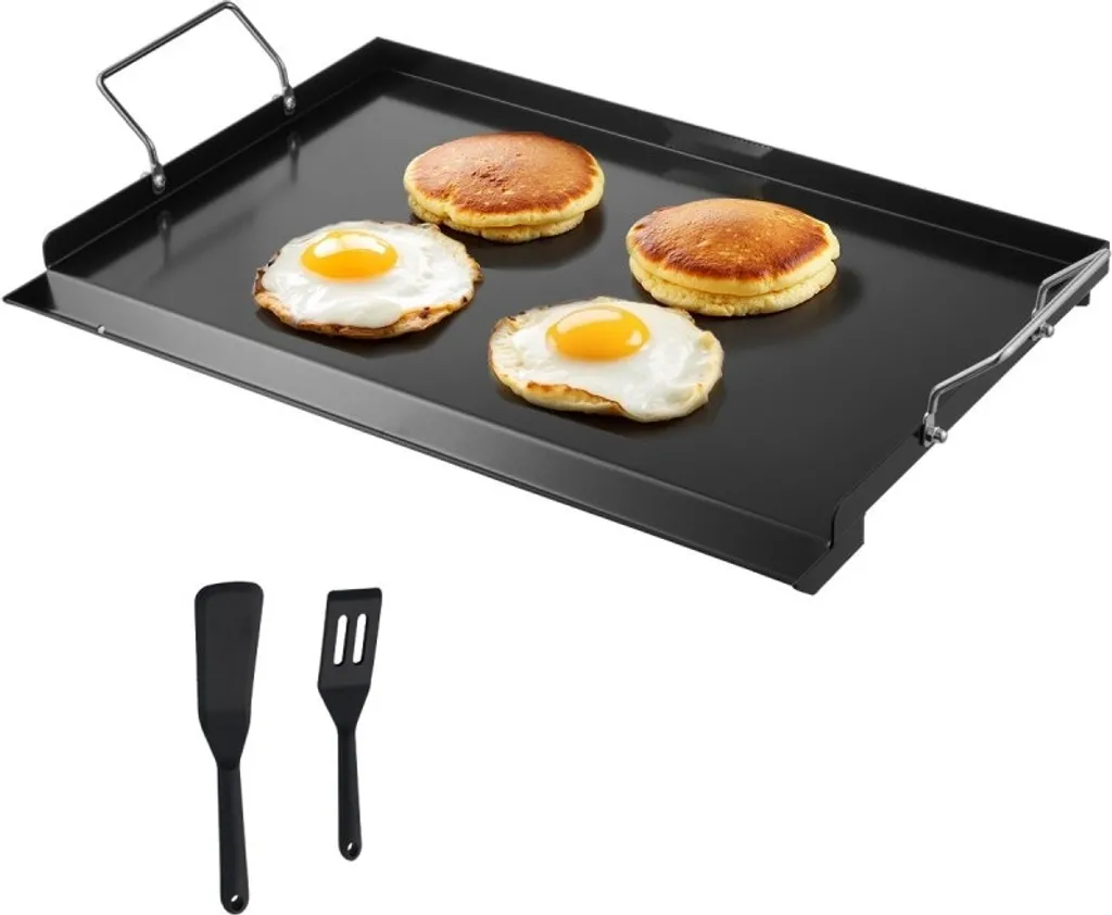StarTech BBQ Flat Griddle - Carbon Steel Grill Pan - Cookware 606x360mm - Barbecue Grill Accessory