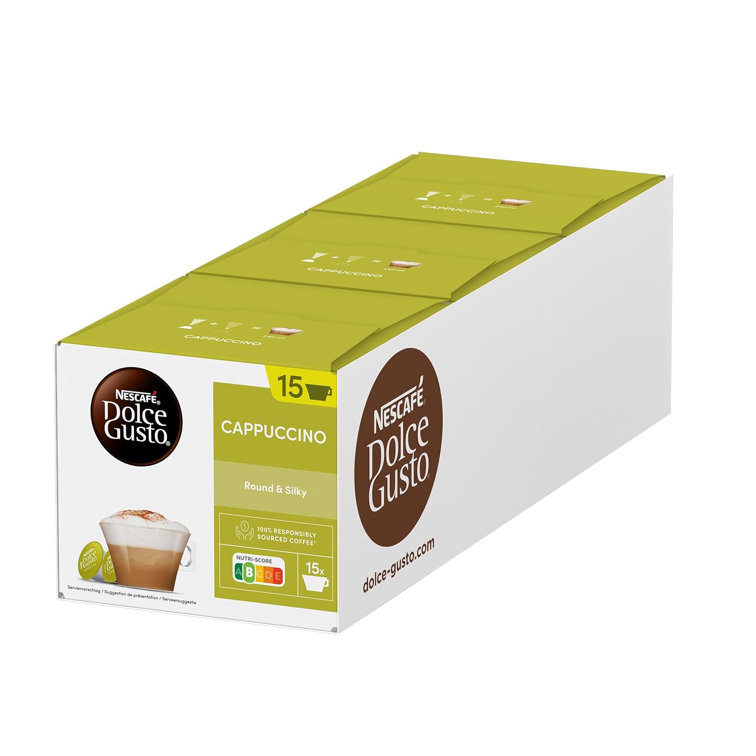 NESCAFÉ DOLCE GUSTO Cappuccino Coffee Capsules Pack of 3 (3 x 30 Capsules)