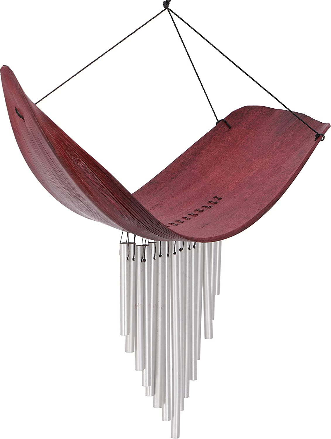 Guru-Shop Aluminum Wind Chimes, Exotic Wind Chimes, Palm Leaf, Red / Wind Chimes