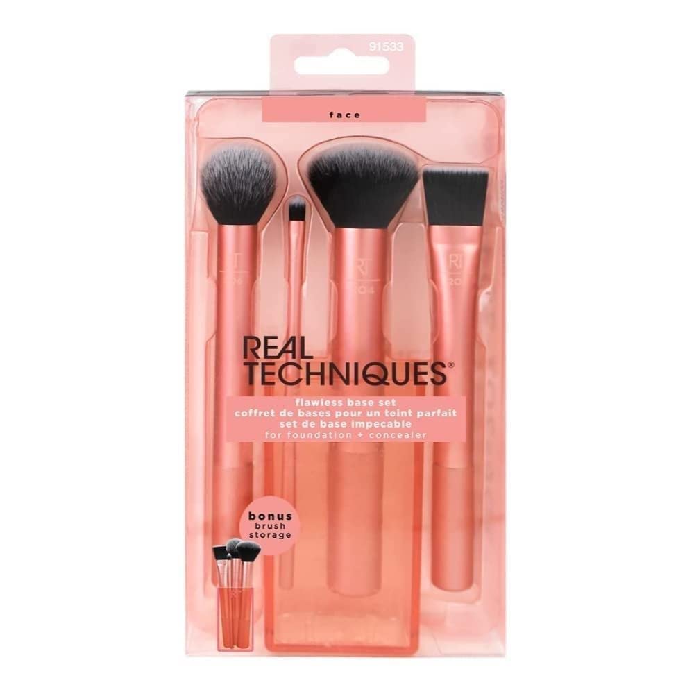 Real Techniques 1533 Flawless Base Set, 1 Pack (1 x 4 Pieces) - (Packaging and Handle Color May Vary)
