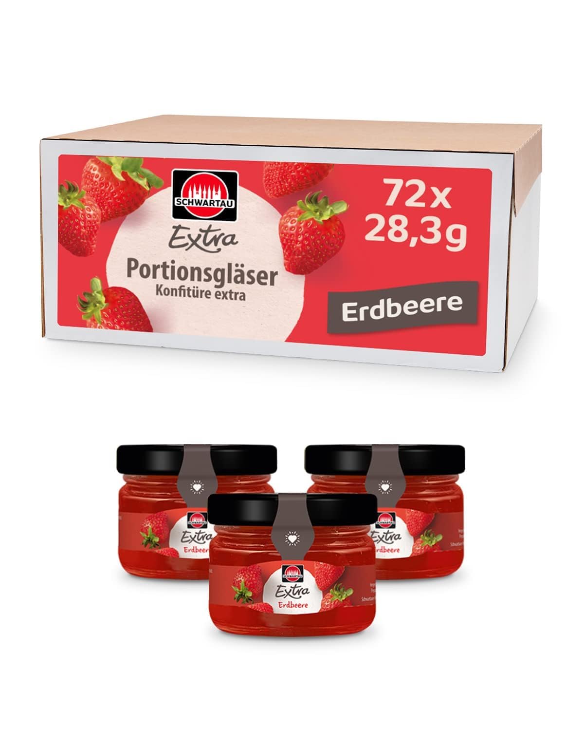 Schwartau Extra Strawberry, Jam Portion Jars, 72 x 28.3 g