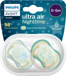 Philips Avent Schnuller Ultra Air Night, green/white, 0-6 months, 1 hour