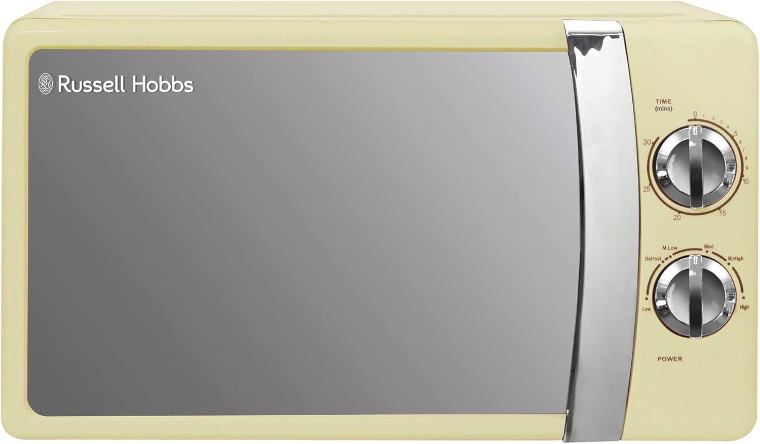 Russell Hobbs RHMM701C Manual Solo Microwave with 5 Power Levels, Ringtone and Timer, Defrost Function, Easy Cleaning, 17L, 700W, Cream