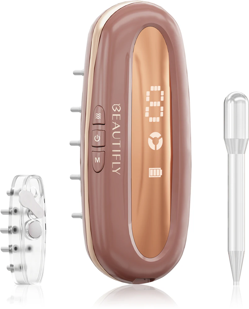 Beautifly LaserBoost Pro massage device for stimulating hair growth with LED backlighting