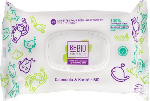Bebio baby wipes lightly scented calendula and shea organic 72 pieces