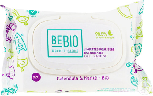 Bebio Baby Wipes Lightly Perfumed Calendula and Shea Organic Travel Size 20 Pieces