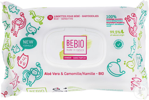 Bebio baby wipes perfume-free chamomile and aloe vera organic 72 pieces