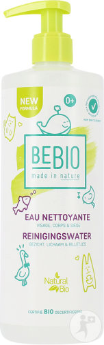 Bebio cleansing water with organic chamomile face body bottom pump bottle 500ml