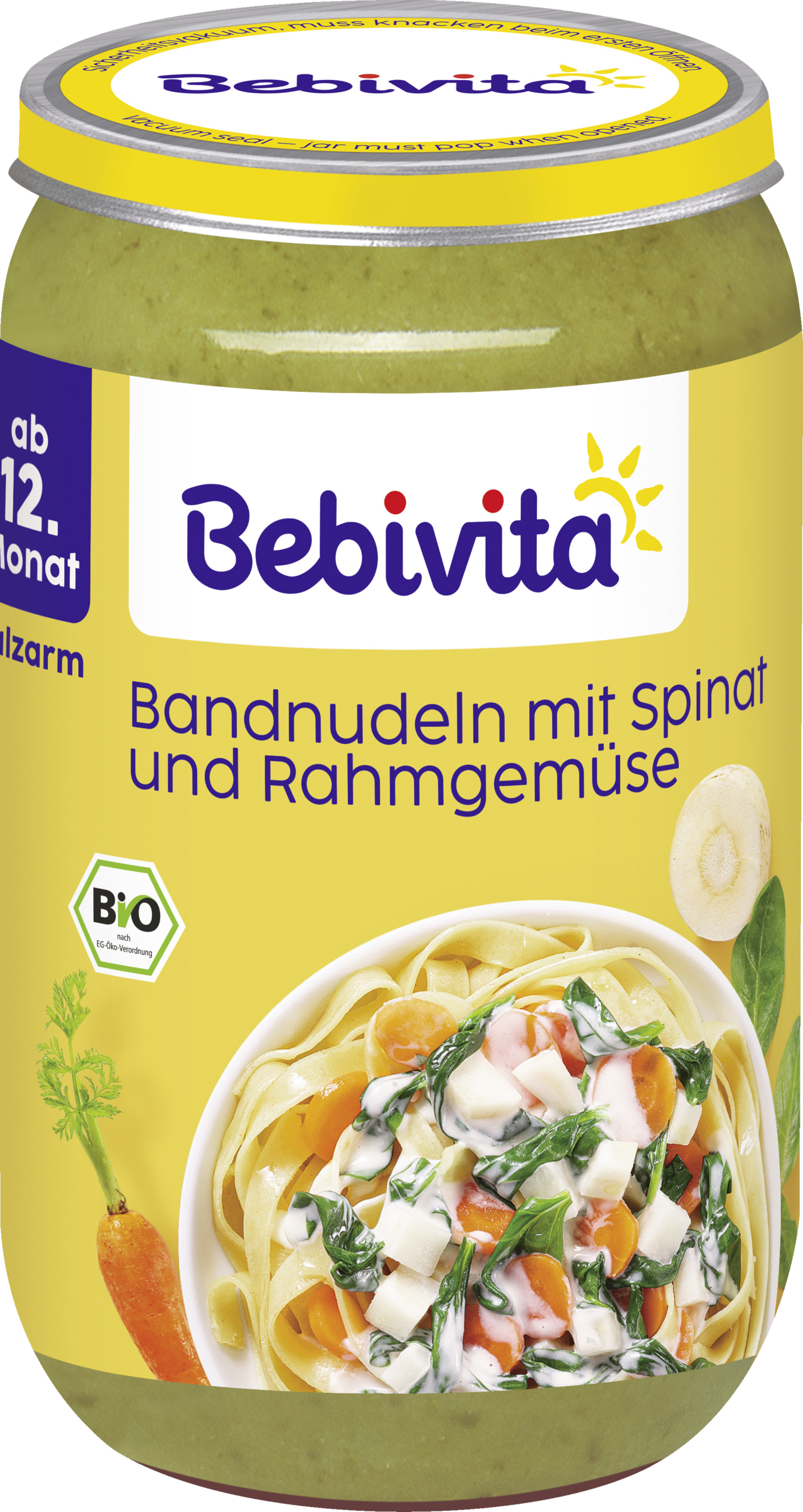 Bebivita Organic Menu Ribbon Pasta with Spinach & Creamed Vegetables