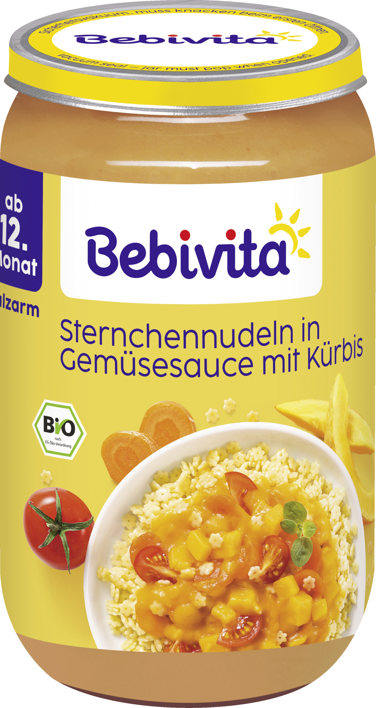 Bebivita Organic Star Noodles in Vegetable Sauce with Pumpkin from 12 months