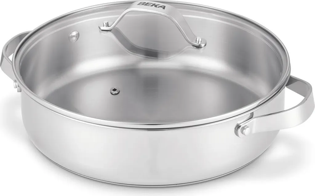 Beka Cookware Beka Cicla sauté pan with 2 handles and glass lid made of recycled stainless steel – Ø 28cm - Sustainable cookware