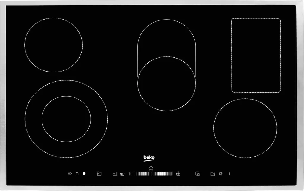 Beko HIC 85502 TX, Black, Integrated, Ceramic, Glass-ceramic, 5 Zone(s), 5 Zone(s)