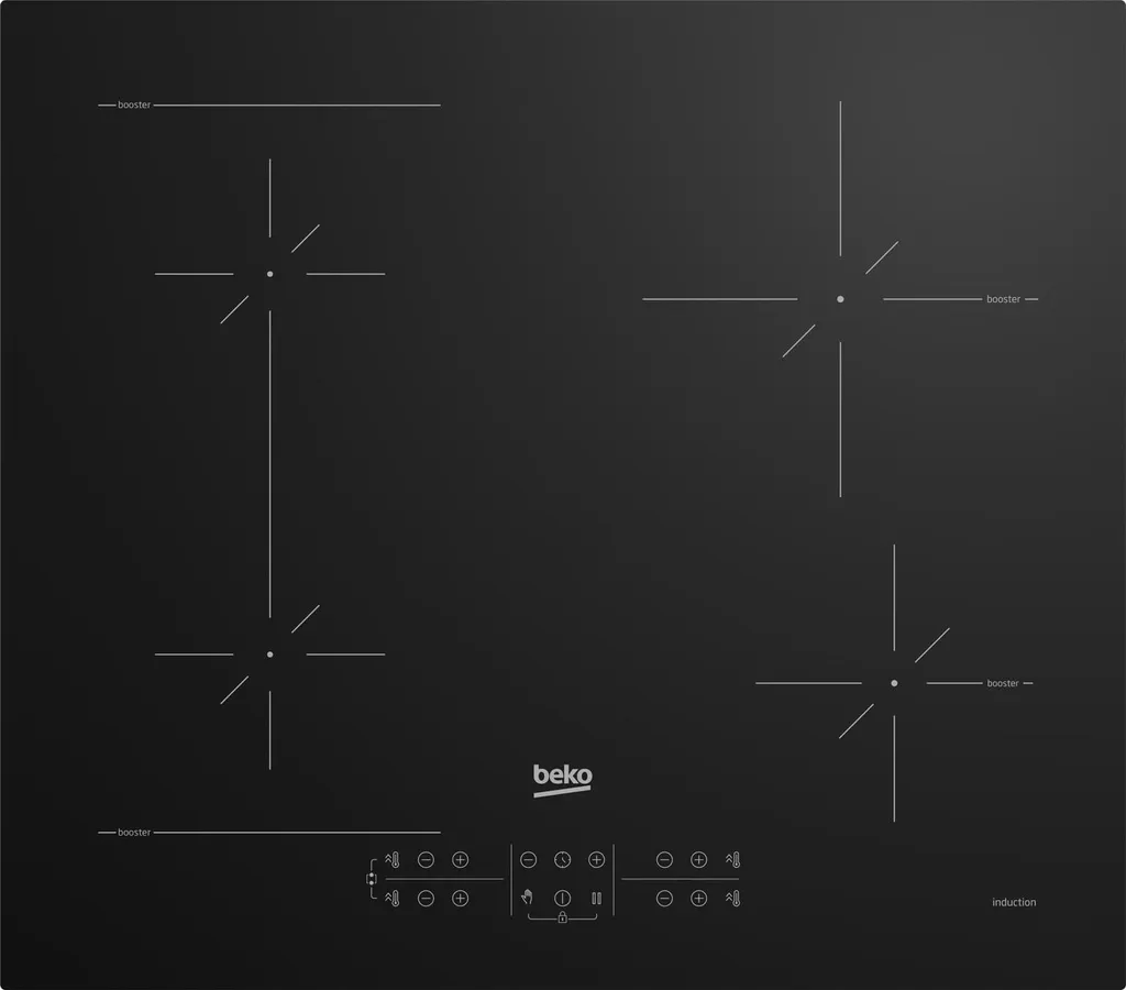 Beko HII64200SFMT Cooktop Black Integrated 59 cm Induction Cooktop 4 Cooking Zones