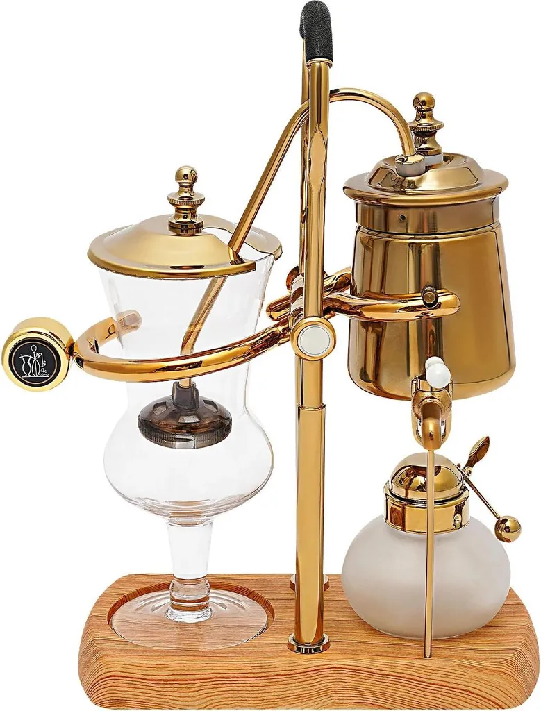 StarTech Belgian Balance Siphon Coffee Maker - Vacuum Brewing System - 400 ml - Borosilicate Glass & Stainless Steel - Vintage Design - Gold