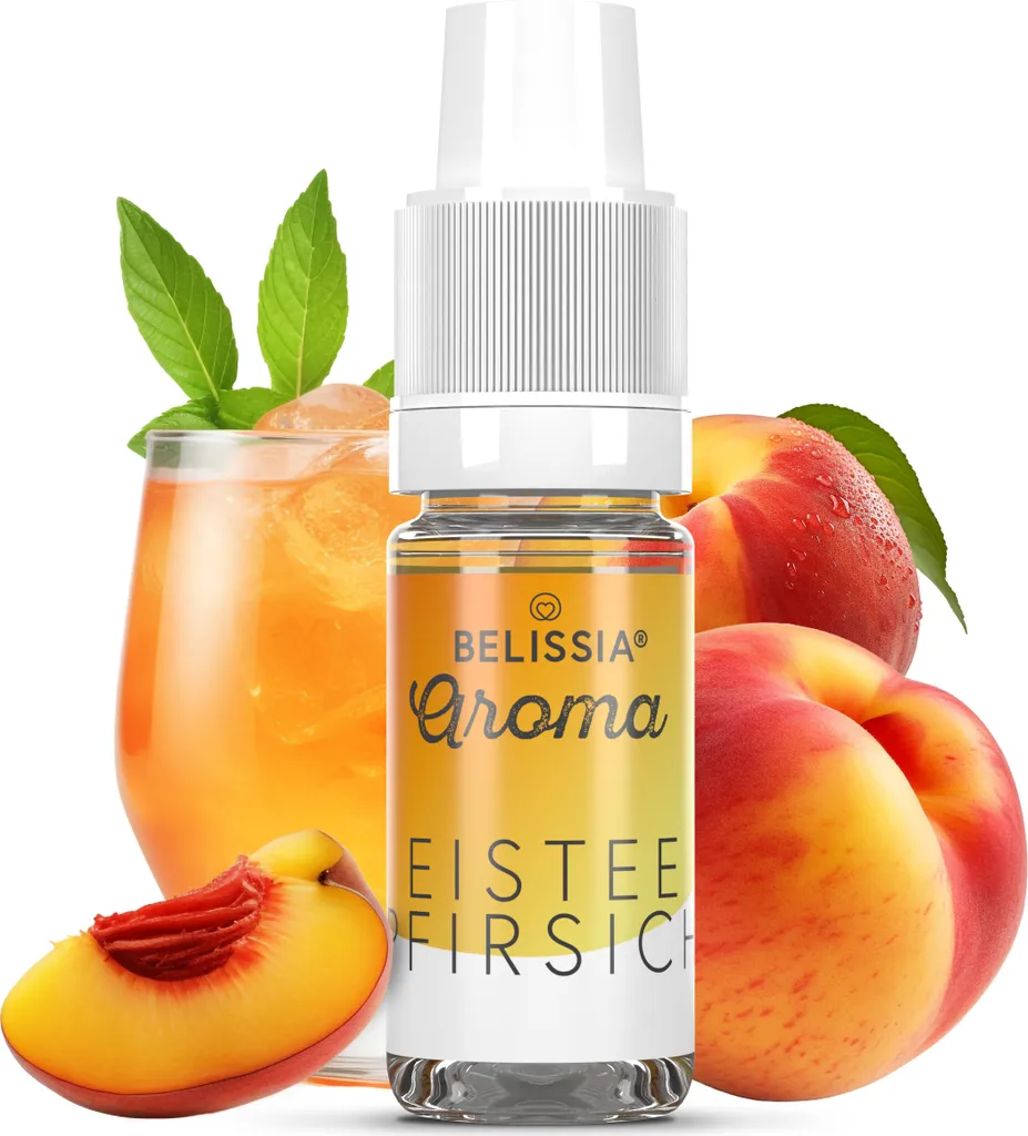 Rudler & Rocks Belissia food flavoring iced tea peach - 10ml high-dose flavor - calorie-free, vegan - for food, drinks, shakes, quark, fog machines and much more.