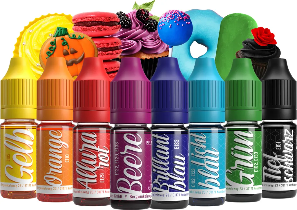 Rudler & Rocks Belissia Food Coloring Set – 8x10ml liquid & highly concentrated – Food-safe food coloring for baking, cooking, fondant & DIY – vegan