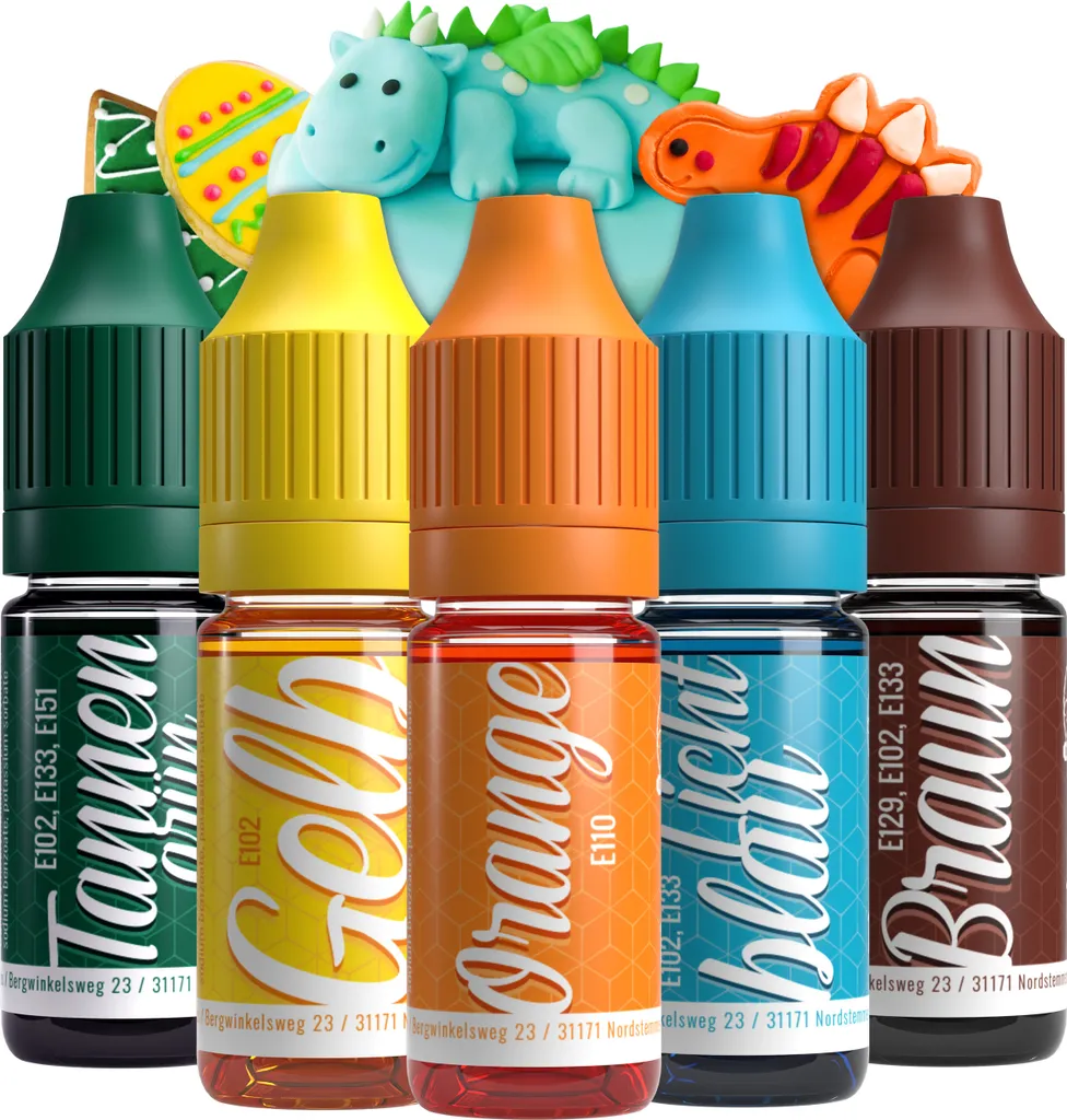 Rudler & Rocks Belissia Dino Food Coloring Set – 5x10ml liquid & highly concentrated – Food-safe food coloring for baking, cooking, fondant & DIY – vegan