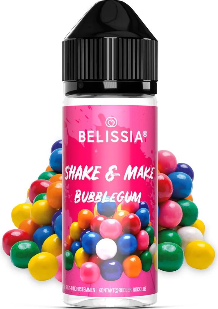 Rudler & Rocks Belissia Shake and Make Bubblegum - 10ml high-dose food flavoring + 120ml shaker bottle - For baking, dishes, drinks, shakes, DIY and much more