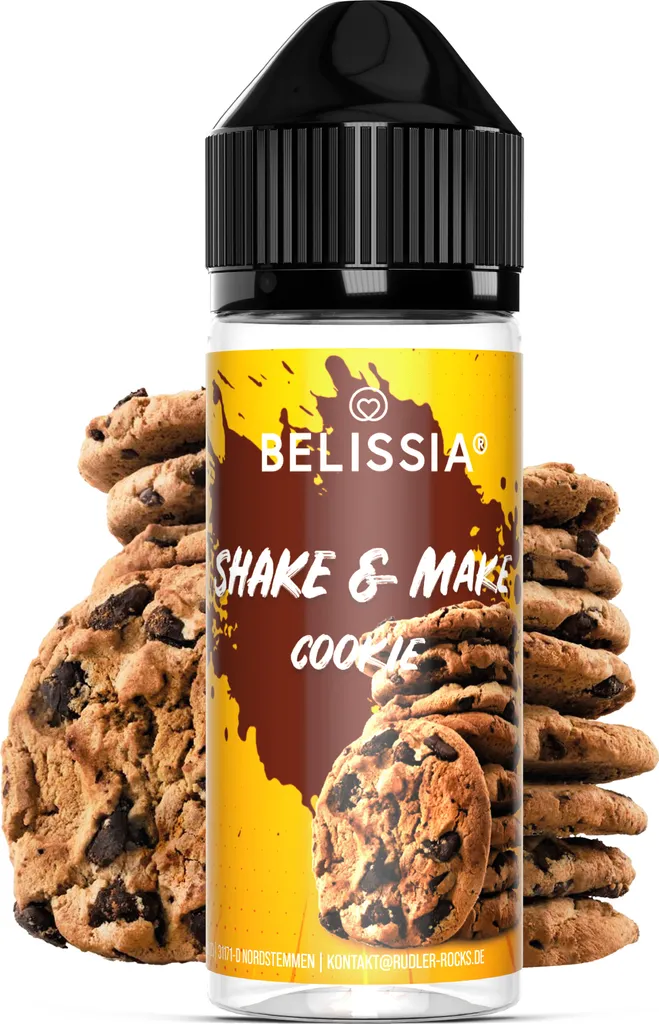 Rudler & Rocks Belissia Shake and Make Cookie - 10ml high-dose food flavoring + 120ml shaker bottle - For baking, food, drinks, shakes, DIY & room fragrance