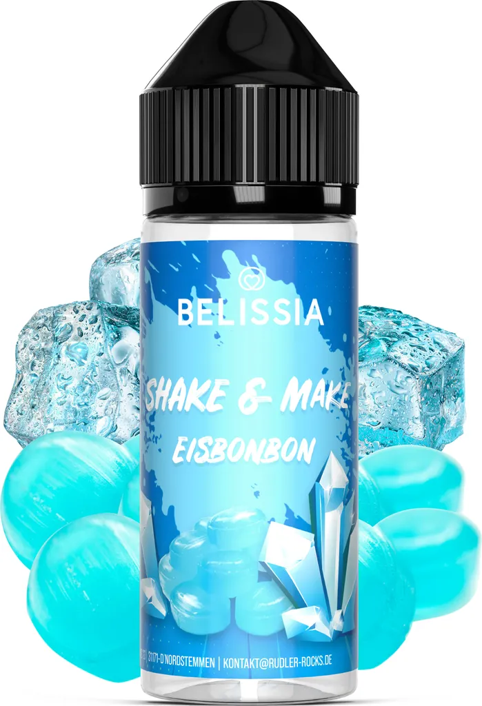 Rudler & Rocks Belissia Shake and Make Ice Candy - 10ml high-dose food flavoring + 120ml shaker bottle - For baking, food, drinks, shakes, DIY & room fragrance