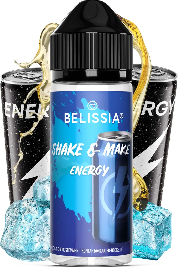 Rudler & Rocks Belissia Shake and Make Energy - 10ml high-dose food flavoring + 120ml shaker bottle - For baking, food, drinks, shakes, DIY & room fragrance