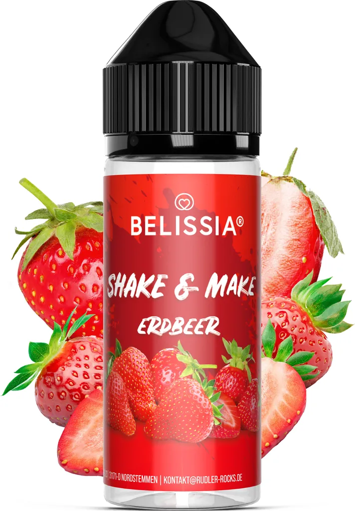 Rudler & Rocks Belissia Shake and Make Strawberry - 10ml high-dose food flavoring + 120ml shaker bottle - For baking, food, drinks, shakes, DIY & room fragrance