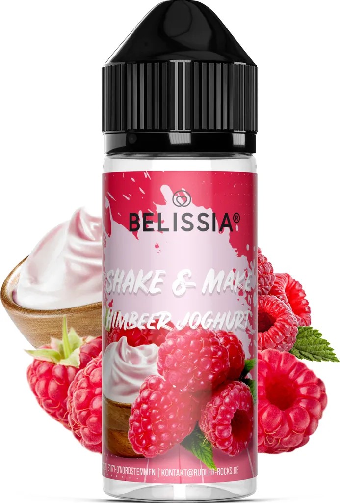 Rudler & Rocks Belissia Shake and Make Raspberry Yogurt - 10ml high-dose food flavoring + 120ml shaker bottle - For baking, food, drinks, DIY & room fragrance