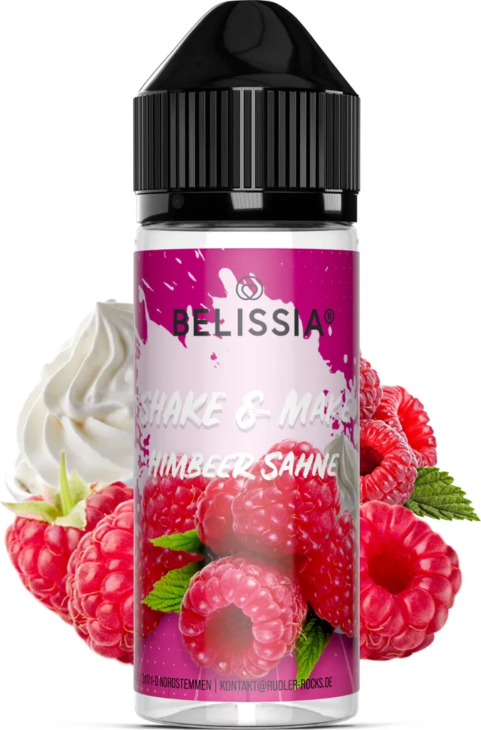 Rudler & Rocks Belissia Shake and Make Raspberry Cream - 10ml high-dose food flavoring + 120ml shaker bottle - For baking, food, drinks, shakes & room fragrance
