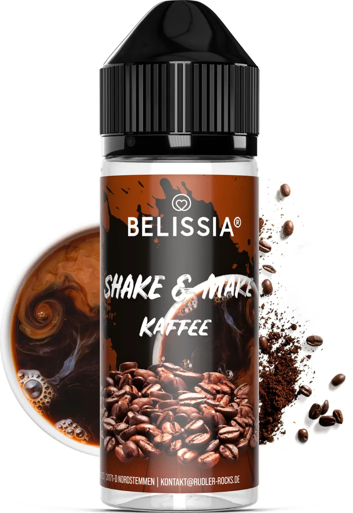 Rudler & Rocks Belissia Shake and Make Coffee - 10ml high-dose food flavoring + 120ml shaker bottle - For baking, food, drinks, shakes, DIY & room fragrance