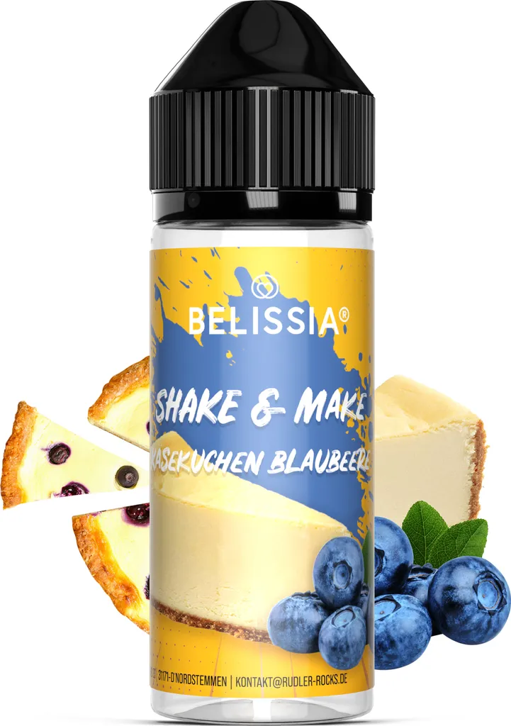 Rudler & Rocks Belissia Shake and Make Cheesecake Blueberry - 10ml high-dose food flavoring + 120ml shaker bottle - For baking, dishes, drinks, DIY and much more