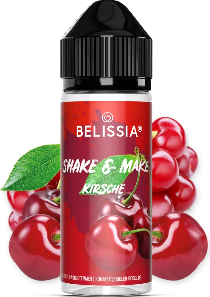 Rudler & Rocks Belissia Shake and Make Cherry - 10ml high-dose food flavoring + 120ml shaker bottle - For baking, food, drinks, shakes, DIY & room fragrance