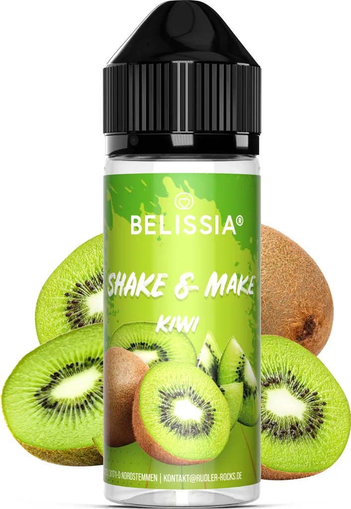 Rudler & Rocks Belissia Shake and Make Kiwi - 10ml high-dose food flavoring + 120ml shaker bottle - For baking, food, drinks, shakes, DIY & room fragrance