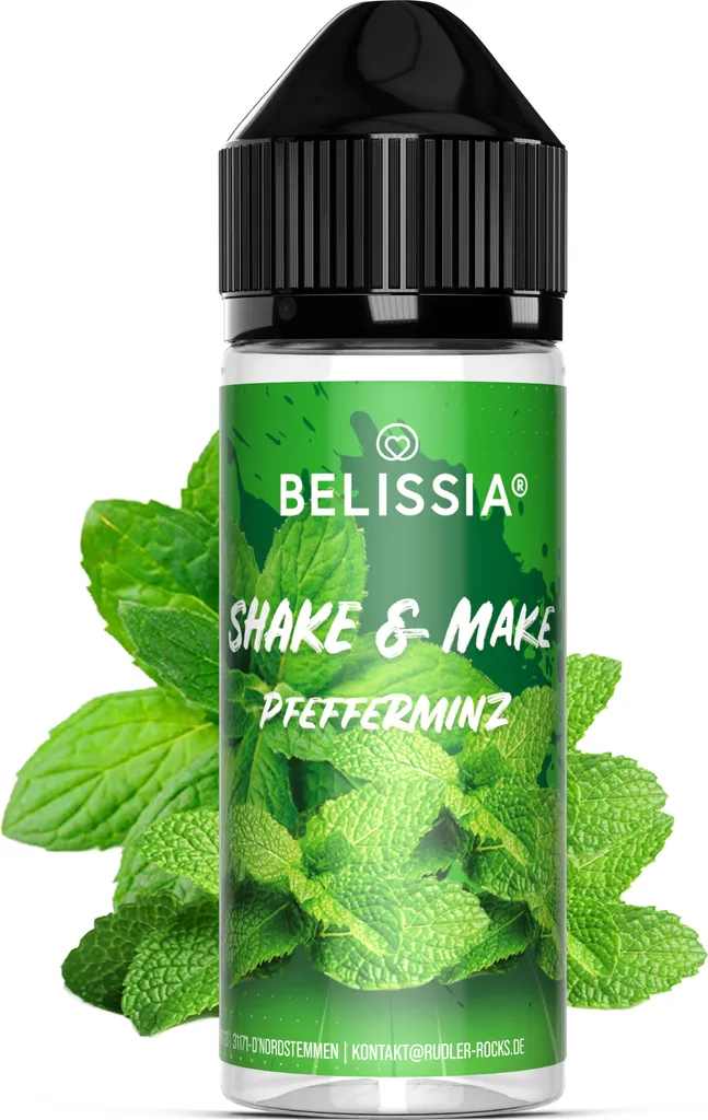 Rudler & Rocks Belissia Shake and Make Peppermint - 10ml high-dose food flavoring + 120ml shaker bottle - For baking, food, drinks, shakes & room fragrance