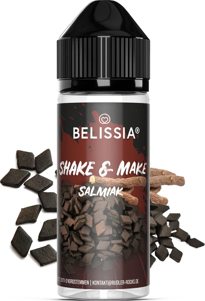 Rudler & Rocks Belissia Shake and Make Salmiak - 10ml high-dose food flavoring + 120ml shaker bottle - For baking, dishes, drinks, shakes, DIY & room fragrance