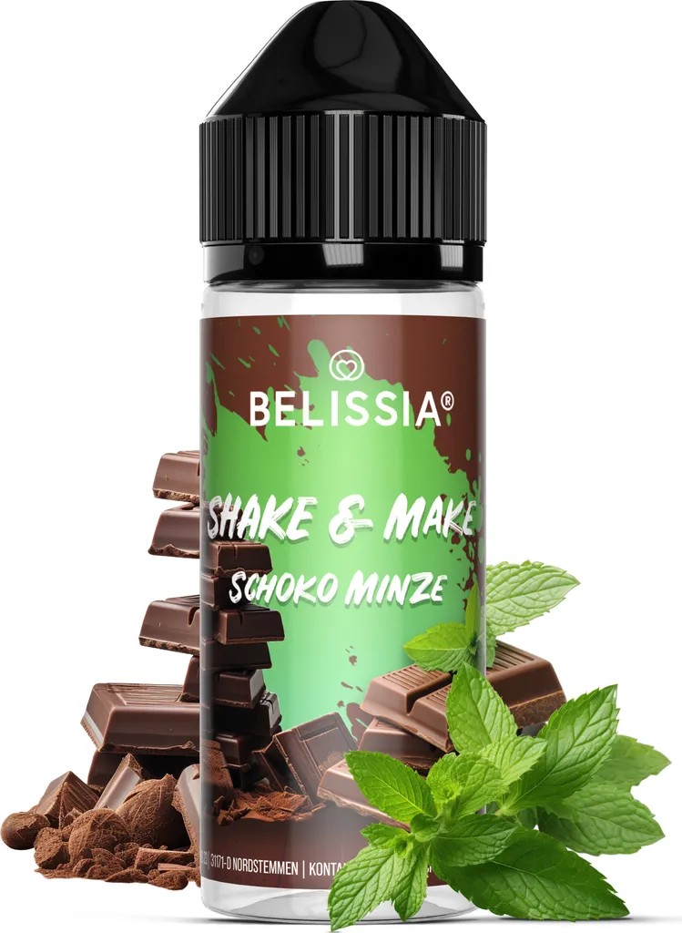 Rudler & Rocks Belissia Shake and Make Chocolate Mint - 10ml high-dose food flavoring + 120ml shaker bottle - For baking, food, drinks, shakes & room fragrance
