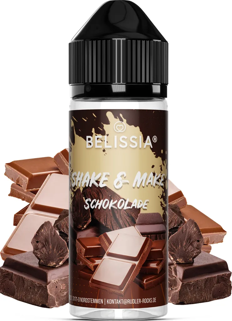 Rudler & Rocks Belissia Shake and Make Chocolate - 10ml high-dose food flavoring + 120ml shaker bottle - For baking, food, drinks, shakes, DIY & much more.
