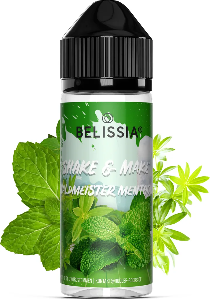 Rudler & Rocks Belissia Shake and Make Woodruff Menthol - 10ml high-dose food flavoring + 120ml shaker bottle - For baking, food, drinks, DIY, and much more