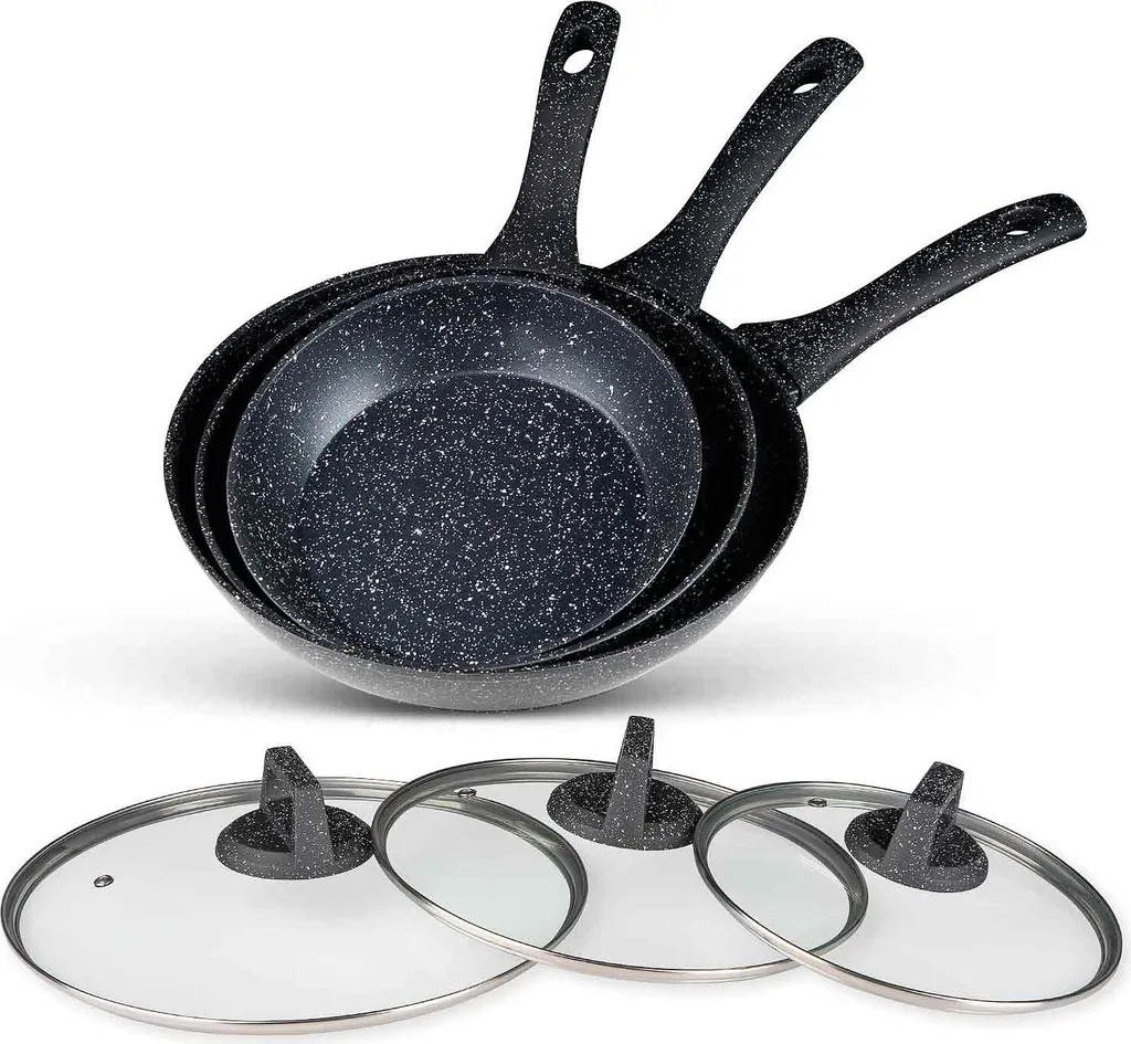 BEM frying pan set with glass lids – 3-piece (20, 24, 28 cm)