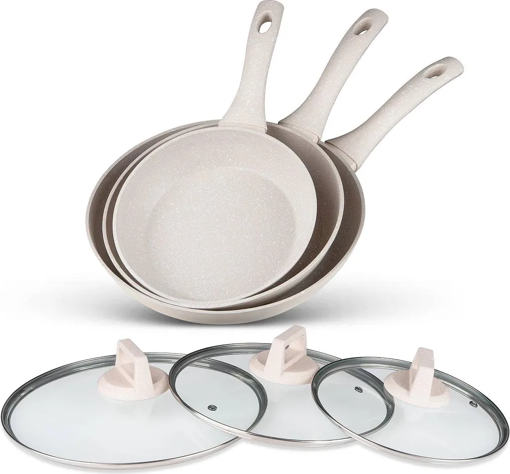BEM frying pan set with glass lids – 3-piece (20, 24, 28 cm)