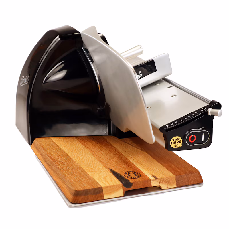 Berkel Home Line 200 Plus Black, slicer, cutting machine with handmade cutting board