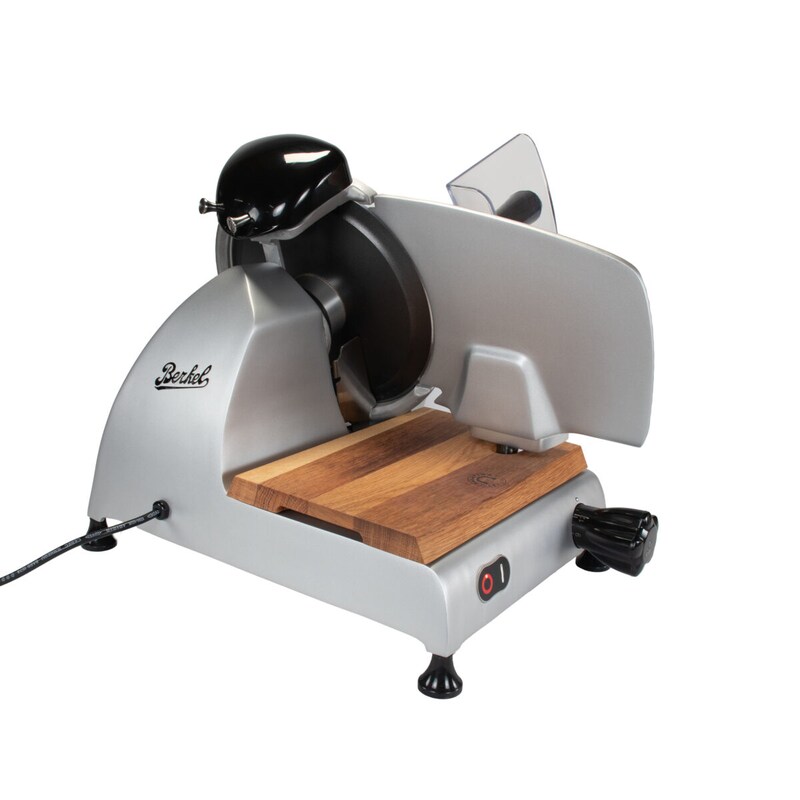 Berkel Red Line 250 Grey Teflon, Original Professional Slicer, Blade Diameter 25 cm + Barrel Wood Insert Board