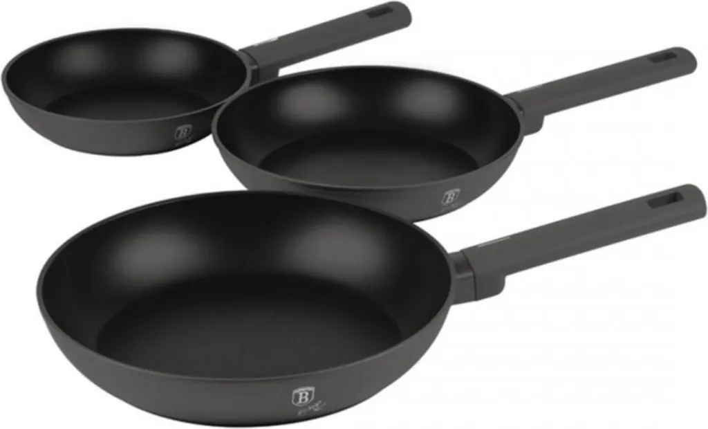 Berlinger Haus 3-piece frying pan set made of forged aluminum with ergonomic handle, induction-compatible cookware, anthracite collection