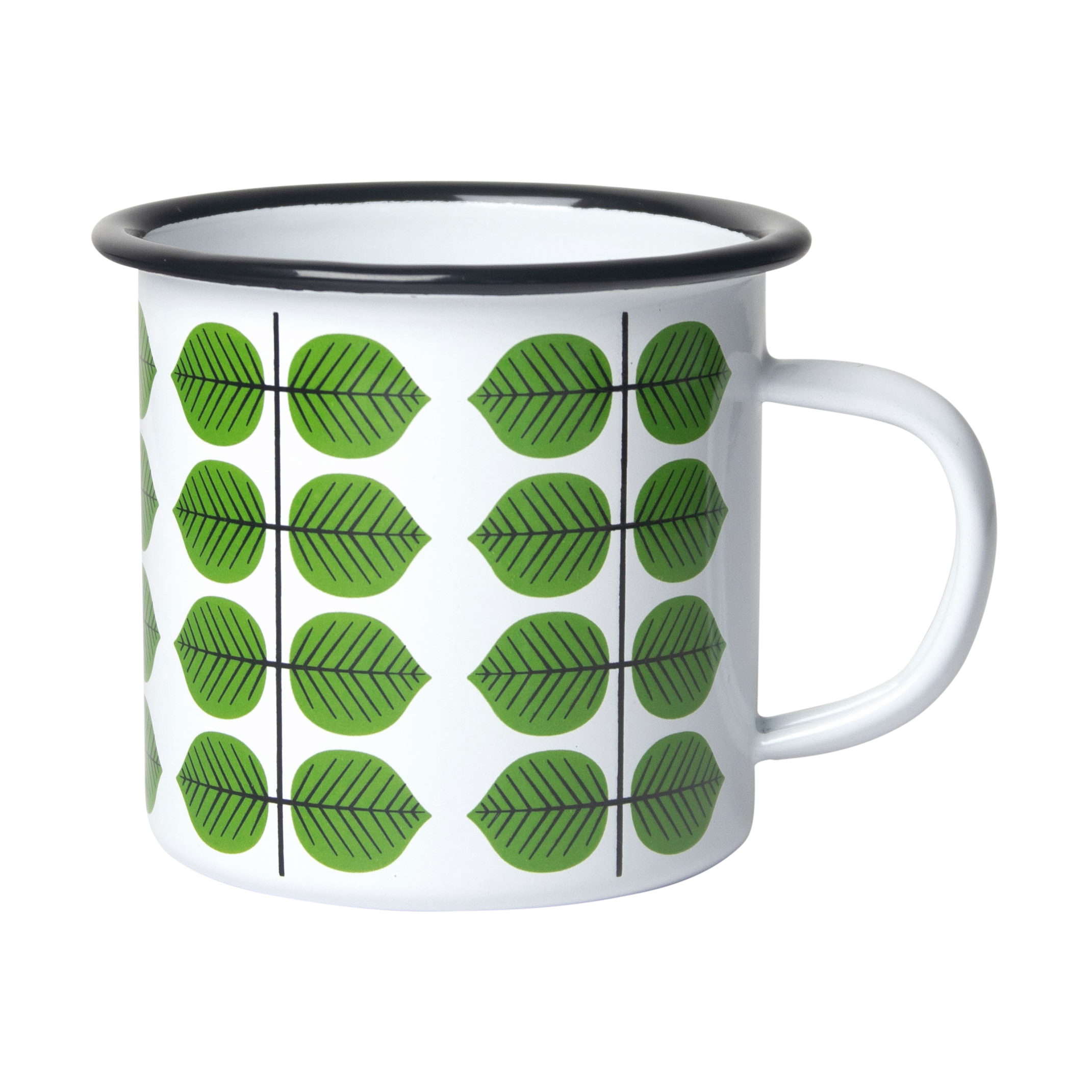 Pluto Design Berså Enamel Mug, White-Green