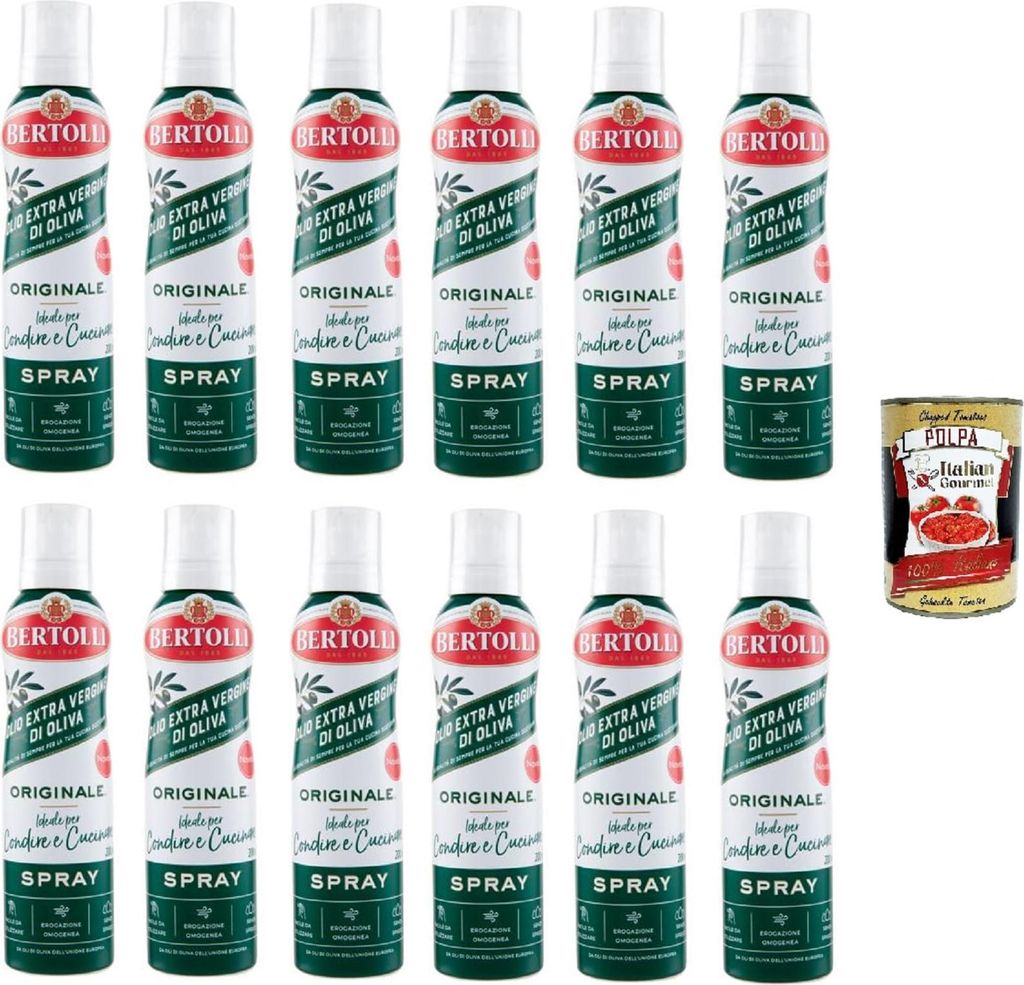 Italian Gourmet E.R. Bertolli Original Extra Virgin Olive Oil Spray 12 x 200 ml + Italian Gourmet polpa 400g