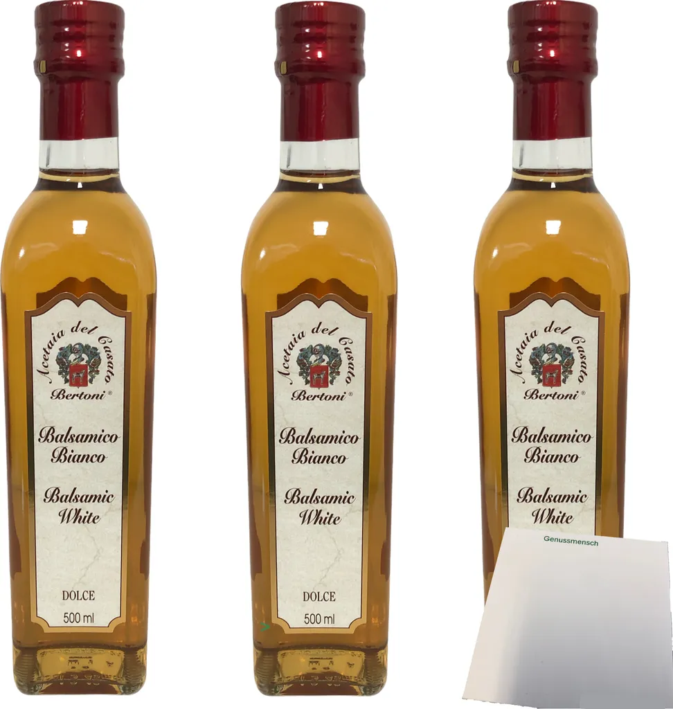 Bertoni Condimento Bianco Dolce balsamic vinegar sweet white pack of 3 3x500 ml + usy block
