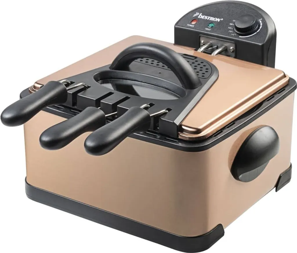 Bestron XL Oil Fryer, 4 liters, dishwasher safe, 2000 W, color: copper