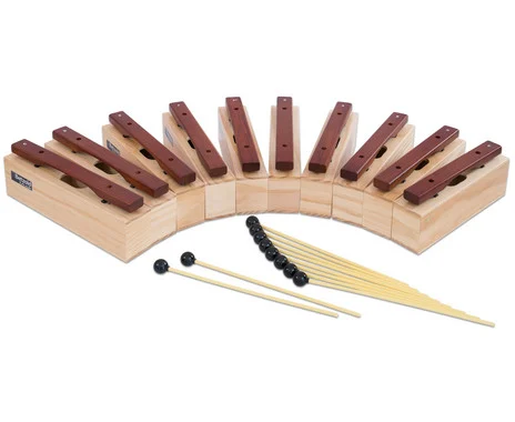 Betzold 10 alto sound blocks and 10 mallets, hardwood