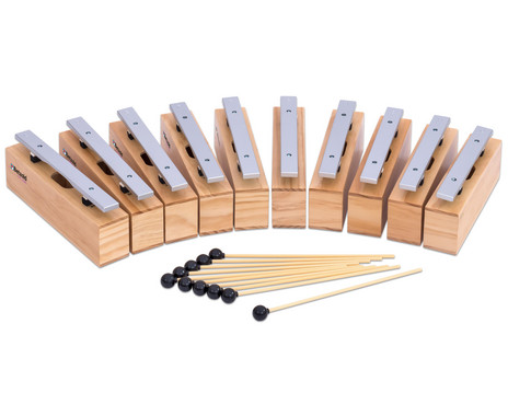 Betzold 10 alto tone blocks and 10 mallets, light metal